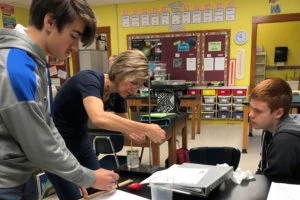 Students conducting a science activity