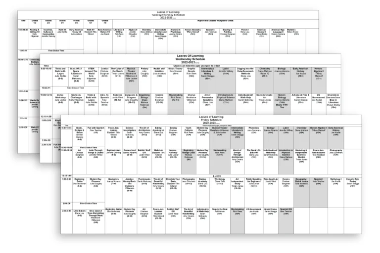 Schedules spreadsheet cover image