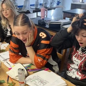 Students collaborating during class